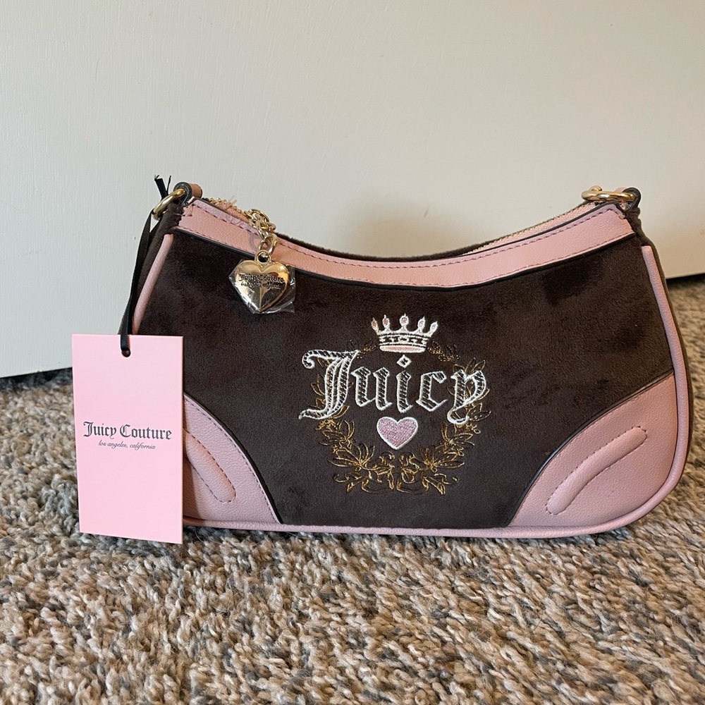 Juicy Couture Heritage Shoulder Bag Pink and Brown (Chocolate/Dusty Blush) - Picture 2 of 5